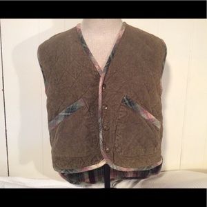 Vintage Men’s Quilted Vest in Brown Plaid